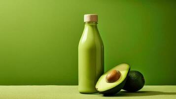 avocado smoothie in a bottle isolated on background with a copy space photo