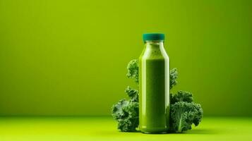 Kale smoothie in a bottle isolated on background with a copy space photo