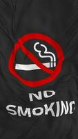 No Smoking Sign Seamless Looping Vertical Background, Looped Plain and Bump Texture Cloth Waving Slow Motion, 3D Rendering video