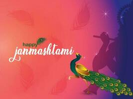 Happy krishna janmashtami celebration greeting card vector