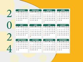 Calendar 2024 on floral background vector