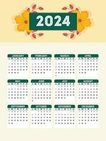 Calendar 2024 with abstract background vector