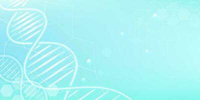 Abstract DNA structure biotechnology design concept with hexagonal texture in blue background. vector