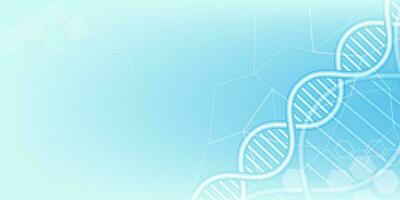 Abstract DNA structure biotechnology design concept with hexagonal texture in blue background. vector