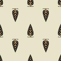 Black branches with leaves. Vector illustration. Seamless pattern