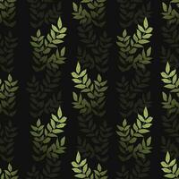 Green leaves on a dark background. Gradient. Seamless pattern. Vector illustration. textures for textiles, fabric design, packaging, scrapbooking, wallpaper, etc.