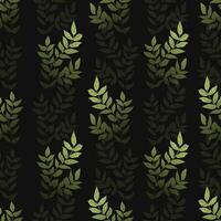 Green leaves on a dark background. Gradient. Seamless pattern. Vector illustration. textures for textiles, fabric design, packaging, scrapbooking, wallpaper, etc.