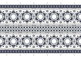 geometric and flower ethnic fabric pattern on blue background for cloth carpet wallpaper background wrapping etc. vector