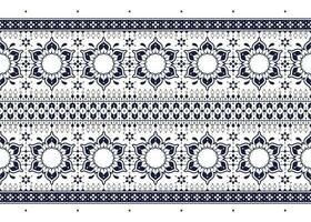 geometric and flower ethnic fabric pattern on blue background for cloth carpet wallpaper background wrapping etc. vector