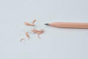 Broken pencil, close up of used pencil on white background with clipping path photo