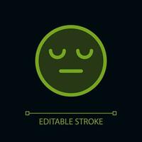 Sleepy face pixel perfect ui icon for dark theme. Color filled line element with transparency. Isolated vector pictogram for night mode. Editable stroked