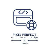 Website host linear desktop icon. Domain registration. Protected server network. Pixel perfect 128x128, outline 4px. GUI, UX design. Isolated user interface element for web. Editable stroke vector