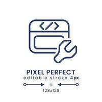 Website builder linear desktop icon. Small business software. Without coding. Pixel perfect 128x128, outline 4px. GUI, UX design. Isolated user interface element for web. Editable stroke vector