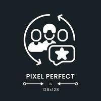 CRM apps white solid desktop icon. Marketing software. Customer relationship management. Pixel perfect 128x128, outline 4px. Silhouette symbol for dark mode. Glyph pictogram. Vector isolated image