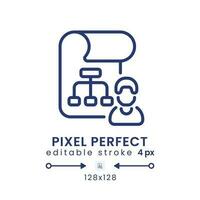 Project management linear desktop icon. Teamwork time tracking. Collaboration software. Pixel perfect 128x128, outline 4px. GUI, UX design. Isolated user interface element for website. Editable stroke vector