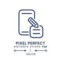 Note taking apps linear desktop icon. Digital tool. Business productivity. Pixel perfect 128x128, outline 4px. GUI, UX design. Isolated user interface element for website. Editable stroke vector