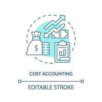 Cost accounting turquoise concept icon. Expenditures report. Tracking spending abstract idea thin line illustration. Isolated outline drawing. Editable stroke vector