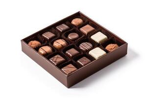 chocolate box white isolated background Food Photography AI Generated photo