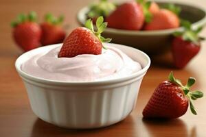 fresa yogur comida fotografía ai generado foto