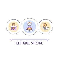 Fundraising for charity purposes loop concept icon. Donation for vulnerable groups support abstract idea thin line illustration. Isolated outline drawing. Editable stroke vector