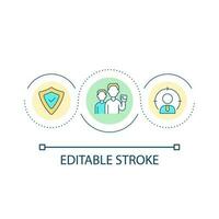 Find professional advocate loop concept icon. Legal support and assessment in court abstract idea thin line illustration. Isolated outline drawing. Editable stroke vector