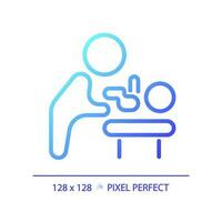 Baby changing room pixel perfect gradient linear vector icon. Diaper table in public restroom. Little children parents. Thin line color symbol. Modern style pictogram. Vector isolated outline drawing