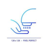 Hand dryer pixel perfect gradient linear vector icon. Contactless technology for public toilet. Hot air in restroom. Thin line color symbol. Modern style pictogram. Vector isolated outline drawing