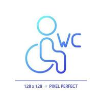 Accessible toilet pixel perfect gradient linear vector icon. Restroom for disabled guests. Conveniences in water closet. Thin line color symbol. Modern style pictogram. Vector isolated outline drawing