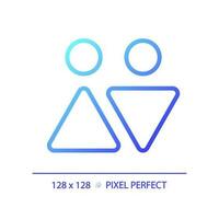 WC sign pixel perfect gradient linear vector icon. Door mark for public toilet room. Male and female washroom. Thin line color symbol. Modern style pictogram. Vector isolated outline drawing