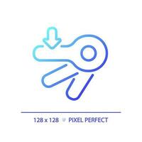 Automatic flush lever pixel perfect gradient linear vector icon. Toilet bowl detail. Mechanism of restroom equipment. Thin line color symbol. Modern style pictogram. Vector isolated outline drawing