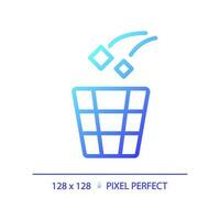 Throw rubbish pixel perfect gradient linear vector icon. Use litter bin in toilet room. Put garbage in container. Thin line color symbol. Modern style pictogram. Vector isolated outline drawing