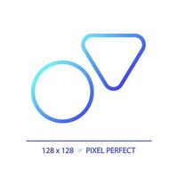 Public toilets pixel perfect gradient linear vector icon. Circle and triangle door marks. Mem and women restroom. Thin line color symbol. Modern style pictogram. Vector isolated outline drawing