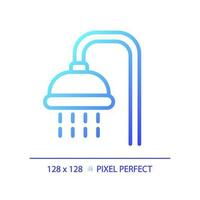 Shower pixel perfect gradient linear vector icon. Public bathroom for visitors. Body washing. Personal hygiene. Thin line color symbol. Modern style pictogram. Vector isolated outline drawing