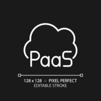 PaaS cloud computing pixel perfect white linear icon for dark theme. Database as platform. Information storage technology. Thin line illustration. Isolated symbol for night mode. Editable stroke vector