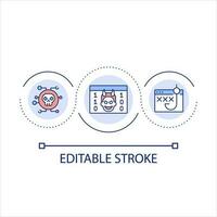 Cyber attack loop concept icon. Malicious software. Phishing and ddos attack. Computer virus. abstract idea thin line illustration. Isolated outline drawing. Editable stroke vector