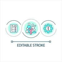 Technical specialists loop concept icon. Teamwork. Fix problem. Strategic plan. Renovate system abstract idea thin line illustration. Isolated outline drawing. Editable stroke vector