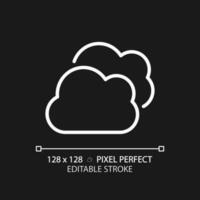 Multicloud pixel perfect white linear icon for dark theme. Improve online servers with providers diversity. Flexible service. Thin line illustration. Isolated symbol for night mode. Editable stroke vector
