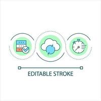 Cloud storage loop concept icon. Update information. Server database. Quick restoration. Data abstract idea thin line illustration. Isolated outline drawing. Editable stroke vector