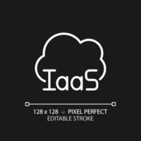 Cloud based IaaS pixel perfect white linear icon for dark theme. Online data storage infrastructure service. Thin line illustration. Isolated symbol for night mode. Editable stroke vector