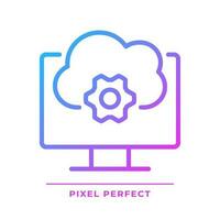 Cloud based software pixel perfect gradient linear vector icon. Application online support. Computing technology. Thin line color symbol. Modern style pictogram. Vector isolated outline drawing