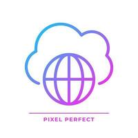 Public cloud pixel perfect gradient linear vector icon. Open server for digital data. Free access to information. Thin line color symbol. Modern style pictogram. Vector isolated outline drawing