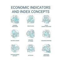 económico indicadores y índice turquesa concepto íconos colocar. negocio datos analítica idea Delgado línea color ilustraciones. aislado simbolos editable carrera vector