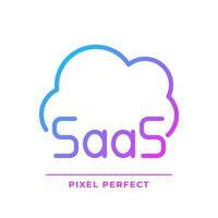 SaaS cloud computing pixel perfect gradient linear vector icon. Developing software for online servers. Thin line color symbol. Modern style pictogram. Vector isolated outline drawing