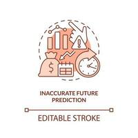 Inaccurate future prediction terracotta concept icon. Economic indicators cons abstract idea thin line illustration. Isolated outline drawing. Editable stroke vector