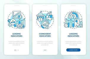 económico indicadores tipos azul inducción móvil aplicación pantalla. analítica recorrido 3 pasos editable gráfico instrucciones con lineal conceptos. ui, ux, gui modelo vector