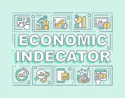 Economic indicator word concepts green banner. Market analysis. Infographics with editable icons on color background. Isolated typography. Vector illustration with text