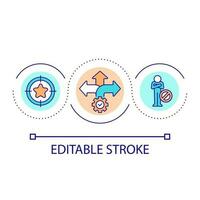 Goal setting mindset loop concept icon. Overcoming limitations. Self development. Stop making excuses abstract idea thin line illustration. Isolated outline drawing. Editable stroke vector