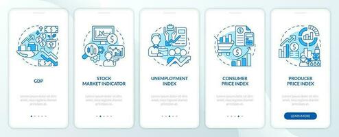 económico indicadores azul inducción móvil aplicación pantalla. analítica recorrido 3 pasos editable gráfico instrucciones con lineal conceptos. ui, ux, gui modelo vector