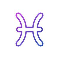 Pisces pixel perfect gradient linear vector icon. Water zodiac sign. Astrological fishes. Birth constellation. Thin line color symbol. Modern style pictogram. Vector isolated outline drawing