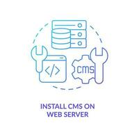Install CMS on web server blue gradient concept icon. Site adjusting. Building website. Setting database abstract idea thin line illustration. Isolated outline drawing vector